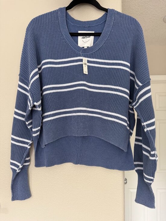 aerie Sweaters - NWT - American Eagle Blue/Cream Striped Sweater, Size M